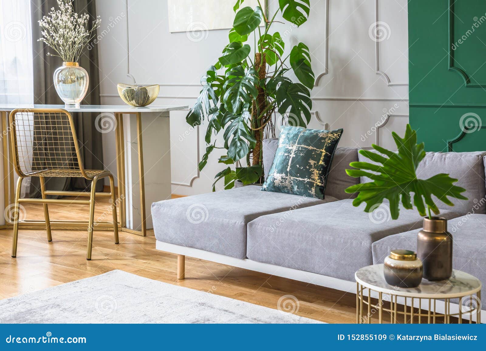 Bottle Green Decorations in Elegant Living Room Stock Image Image of