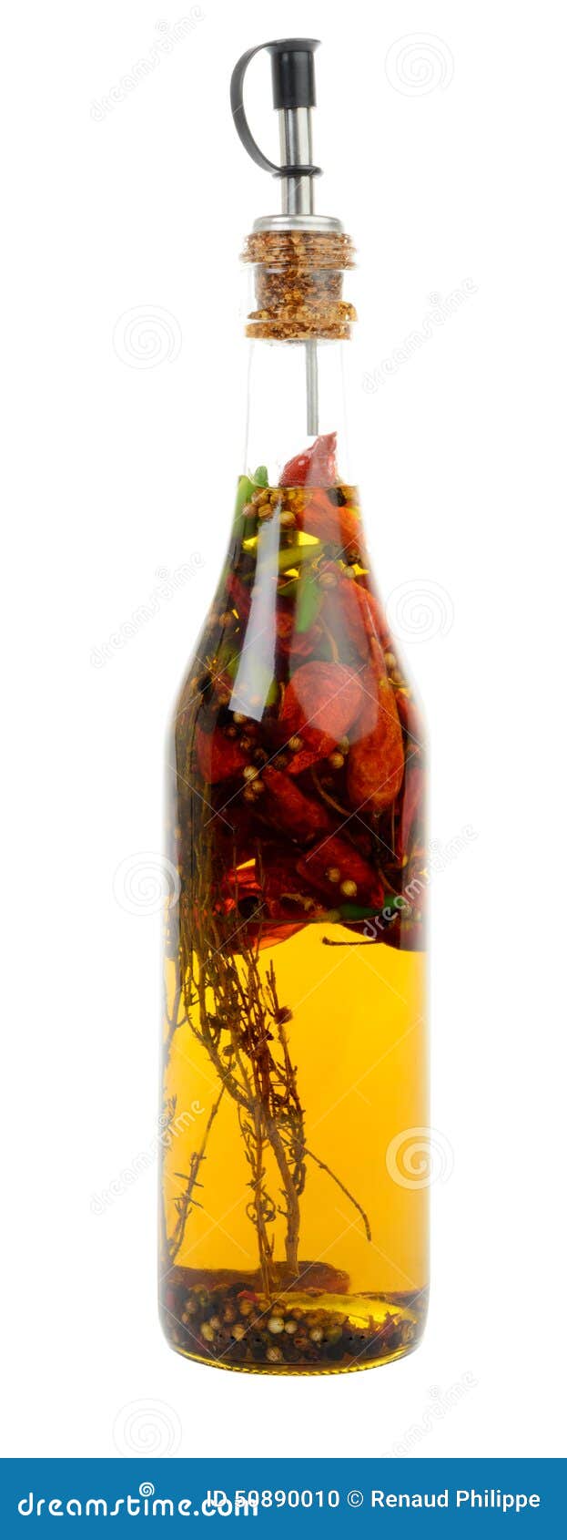 bottle with hot peppers and aromas