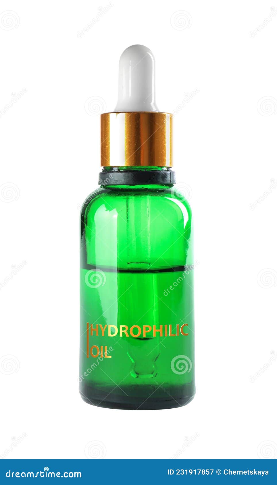 Bottle of Hydrophilic Oil Isolated on White. Makeup Remover Stock Image