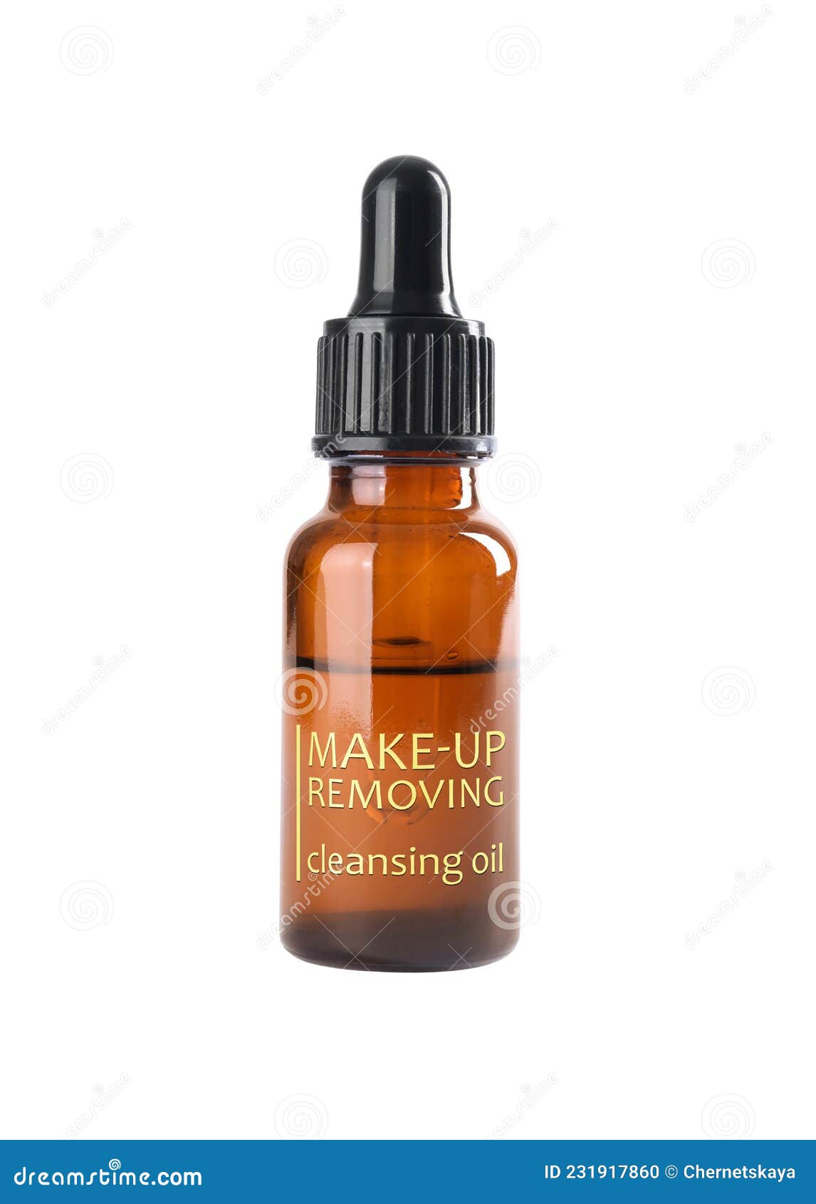 Bottle of Hydrophilic Oil Isolated on White. Makeup Remover Stock Photo