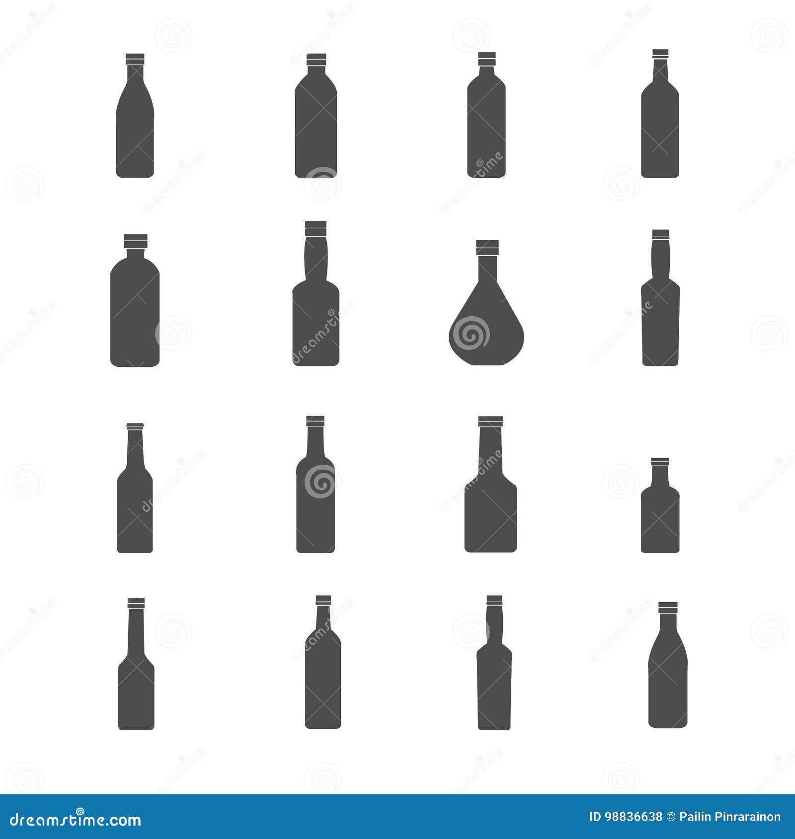 Bottle icons set stock illustration. Illustration of cork 98836638