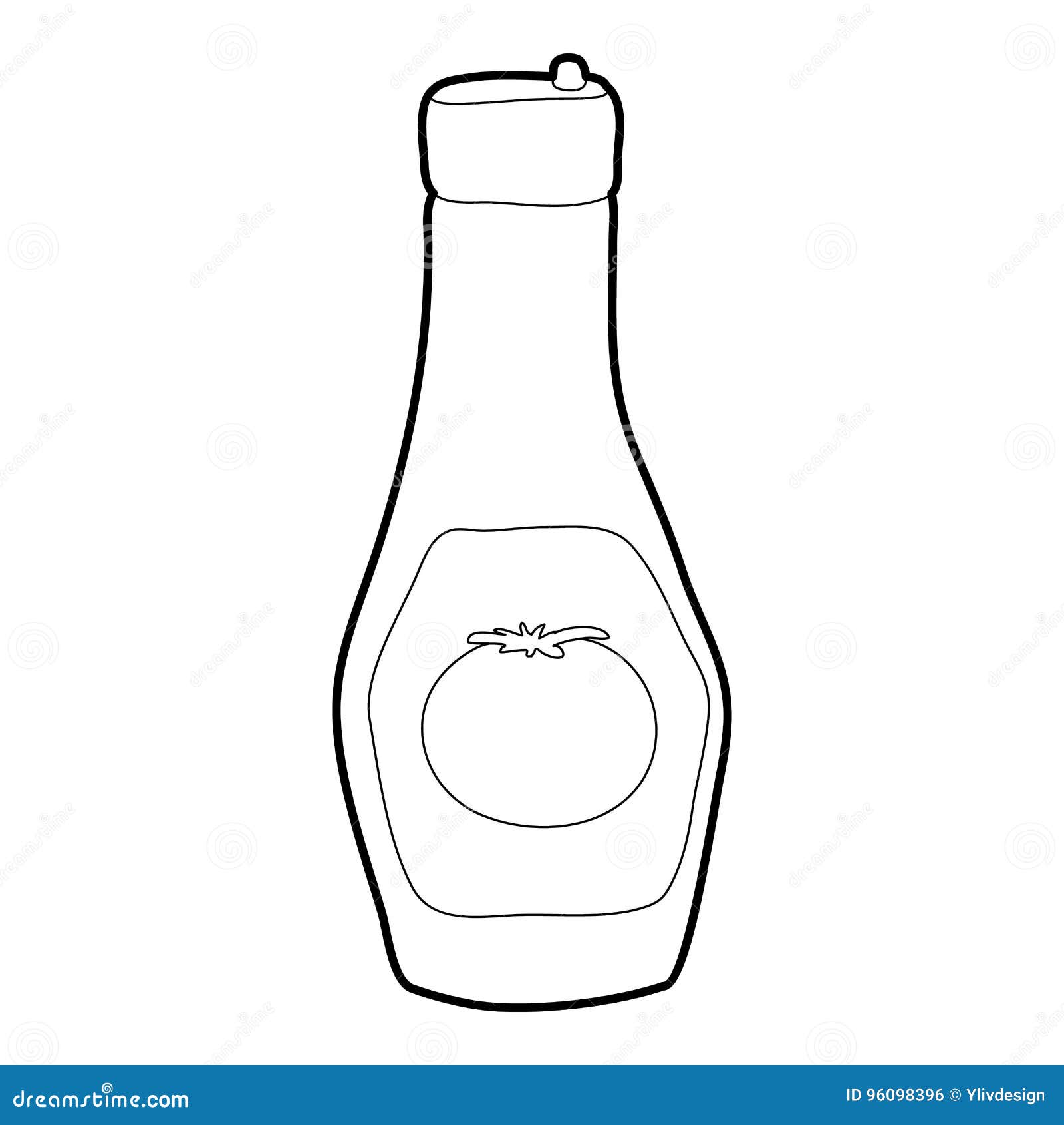 Bottle of Ketchup Icon, Outline Style Stock Vector Illustration of