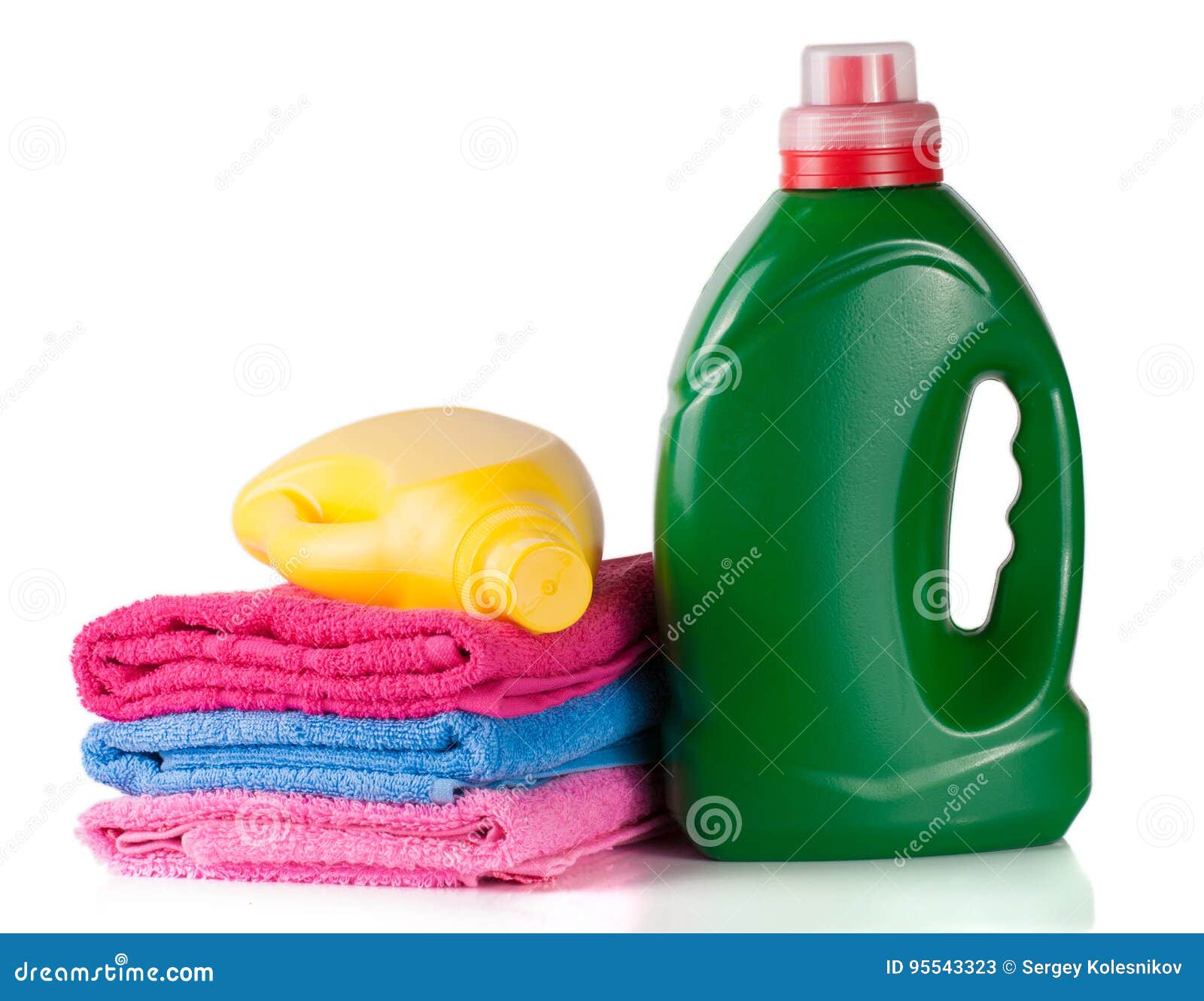 Bottle Laundry Detergent and Conditioner or Fabric Softener with Towels