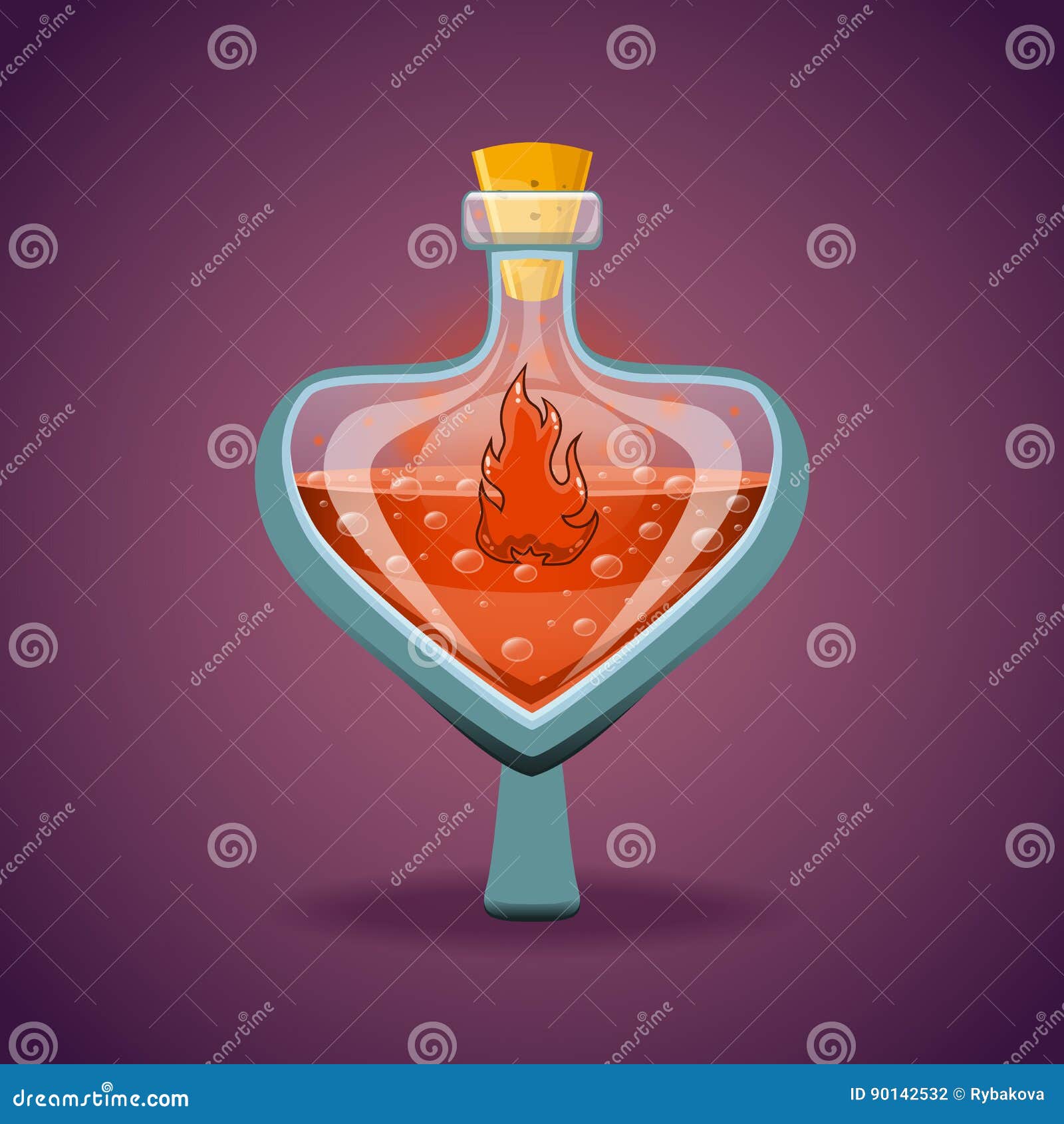 Bottle of Magic Elixir with Flame Stock Vector Illustration of glass