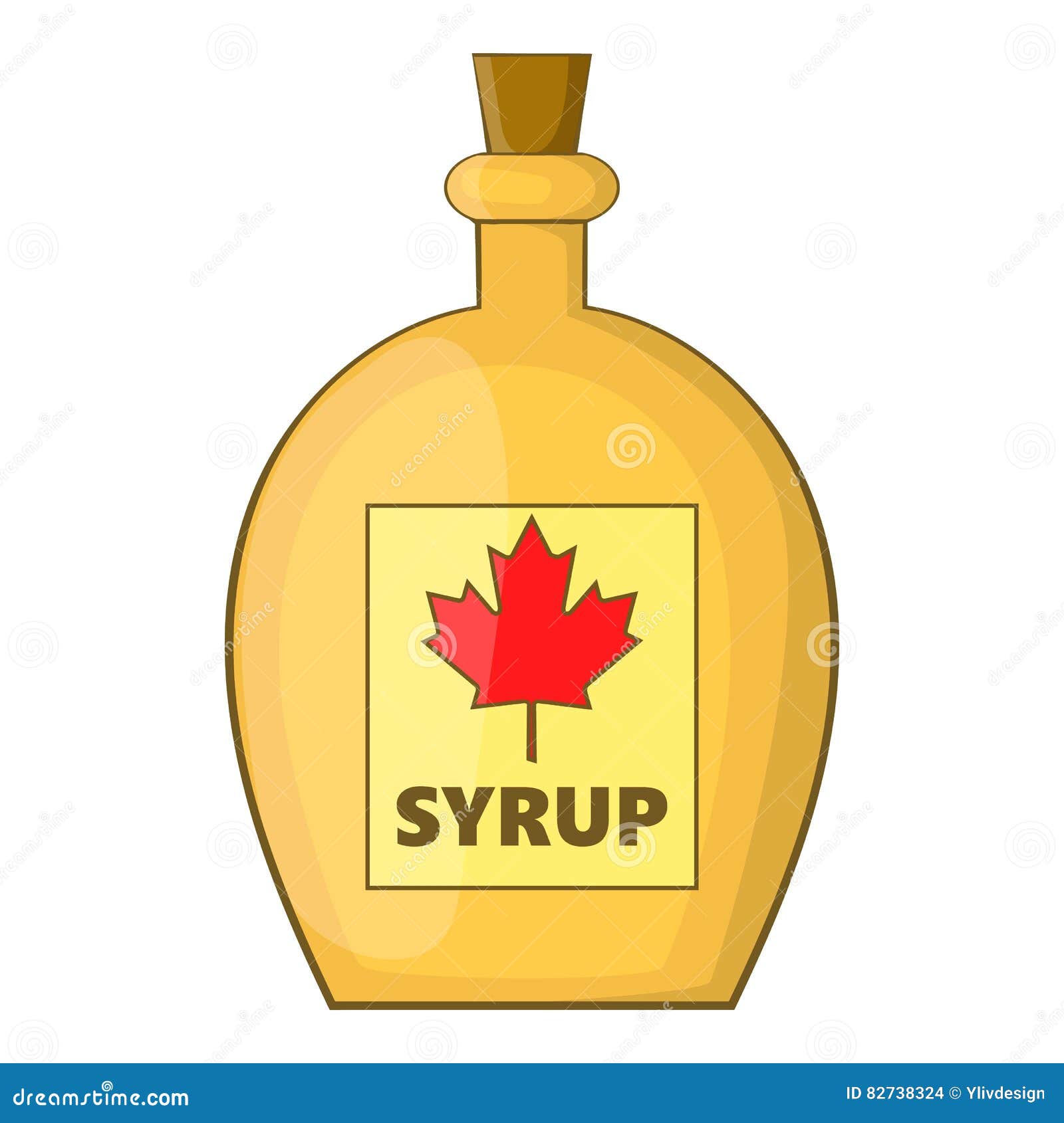 Bottle of Maple Syrup Icon, Cartoon Style Stock Vector Illustration