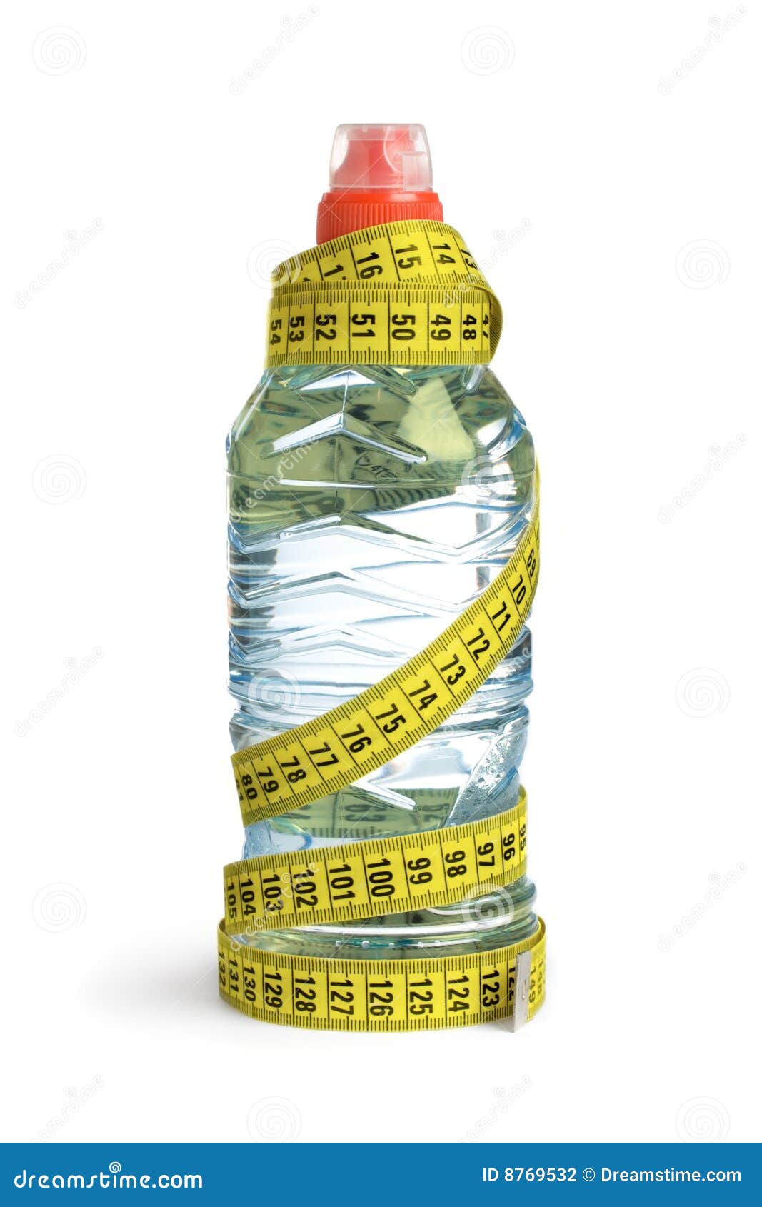 Bottle and measuring tape stock photo. Image of drink 8769532