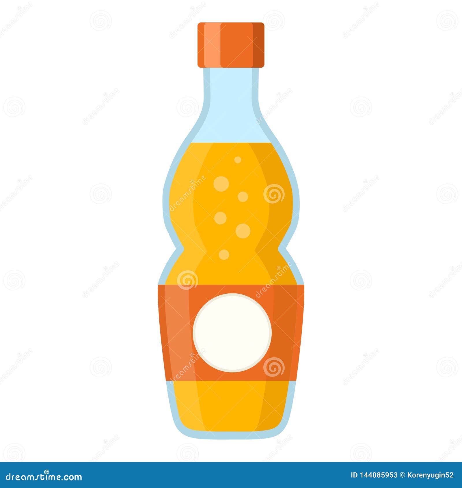 Bottle with Orange Water in Cartoon Flat Style on White, Stock Vector  Illustration Stock Vector - Illustration of style, beverage: 144085953