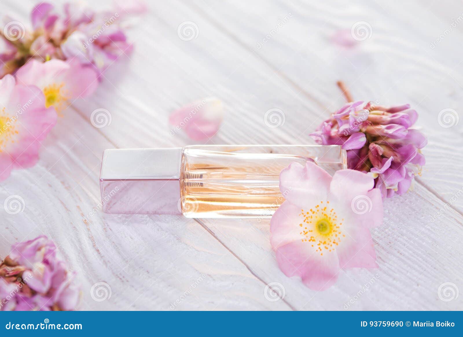 Bottle of Perfume with Flowers Stock Photo Image of fresh, freshness