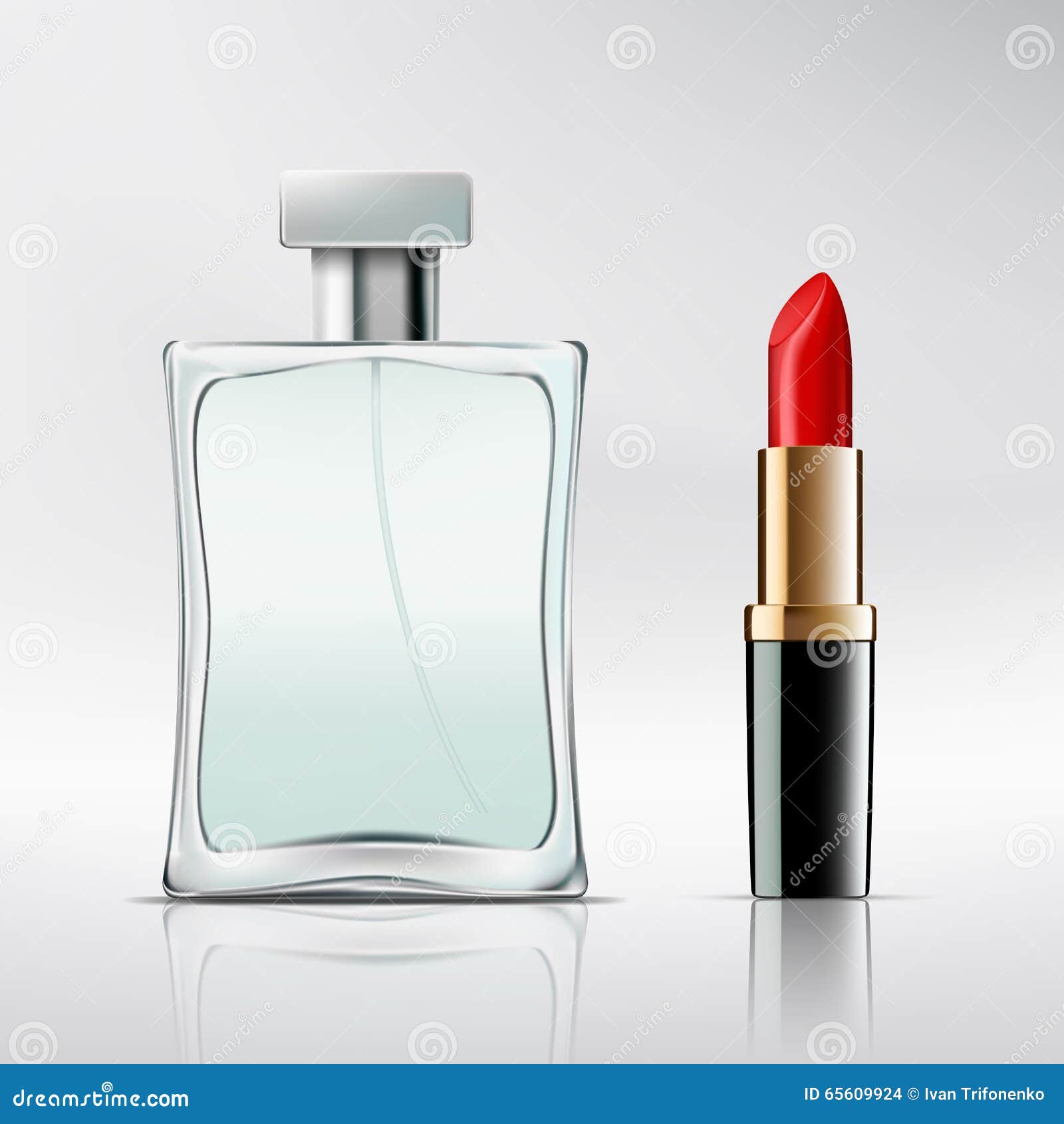 Bottle of Perfume and Lipstick. Stock Vector Illustration of marketing, elegant 65609924