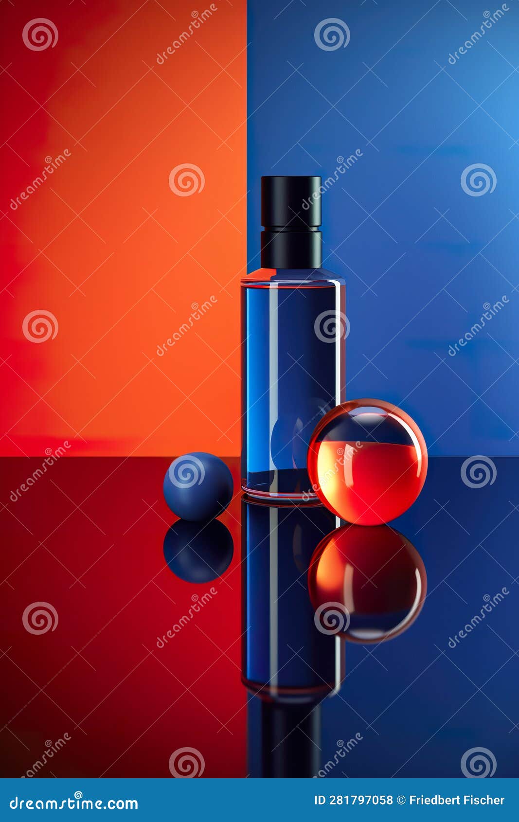 A Bottle of Perfume Next To a Ball on a Table. Generative AI Image