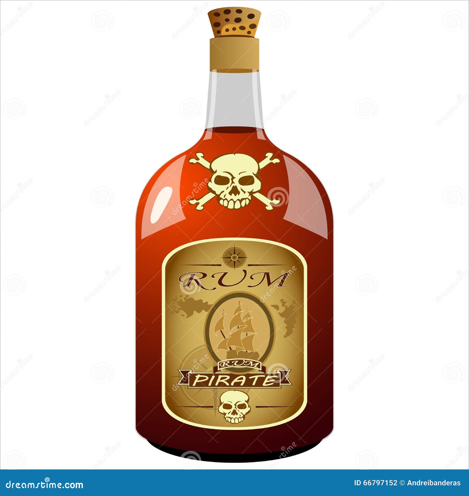 Bottle of pirate rum stock vector. Illustration of background 66797152