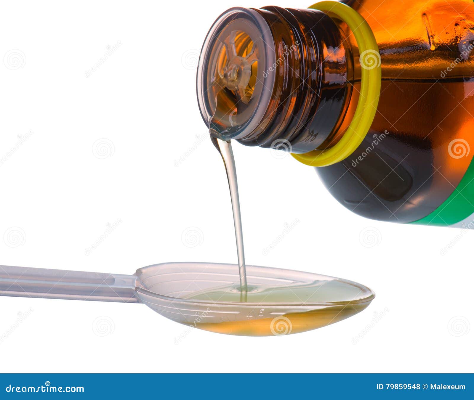 Bottle Pouring Medicine Syrup in Dose Spoon Stock Photo Image of dose
