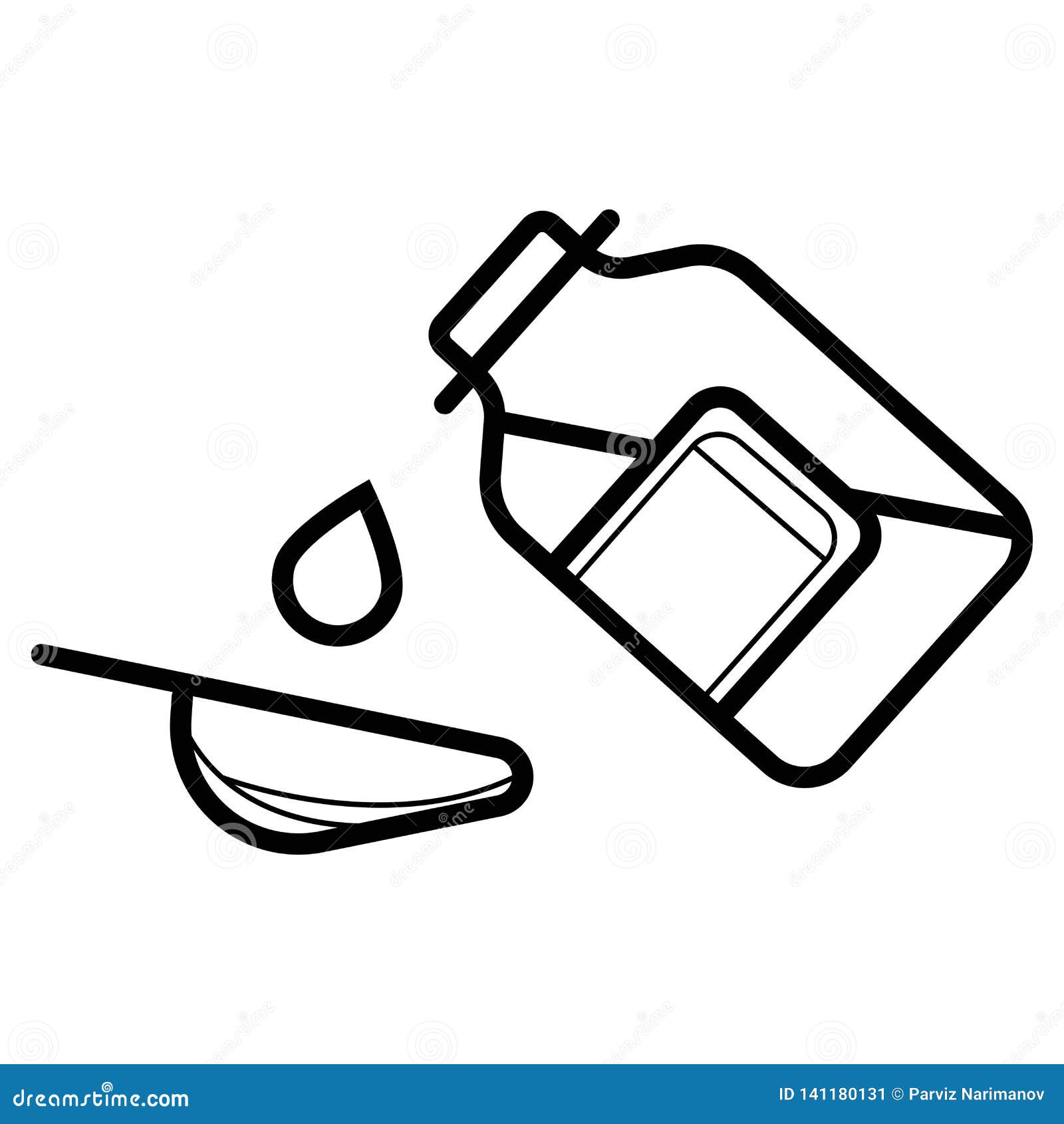 Bottle pouring syrup icon stock vector. Illustration of pictograph