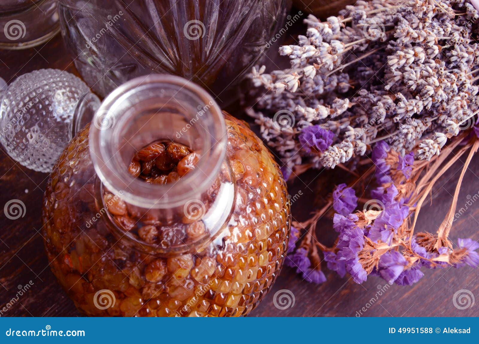 Bottle of raisins liqueur stock photo. Image of glass 49951588