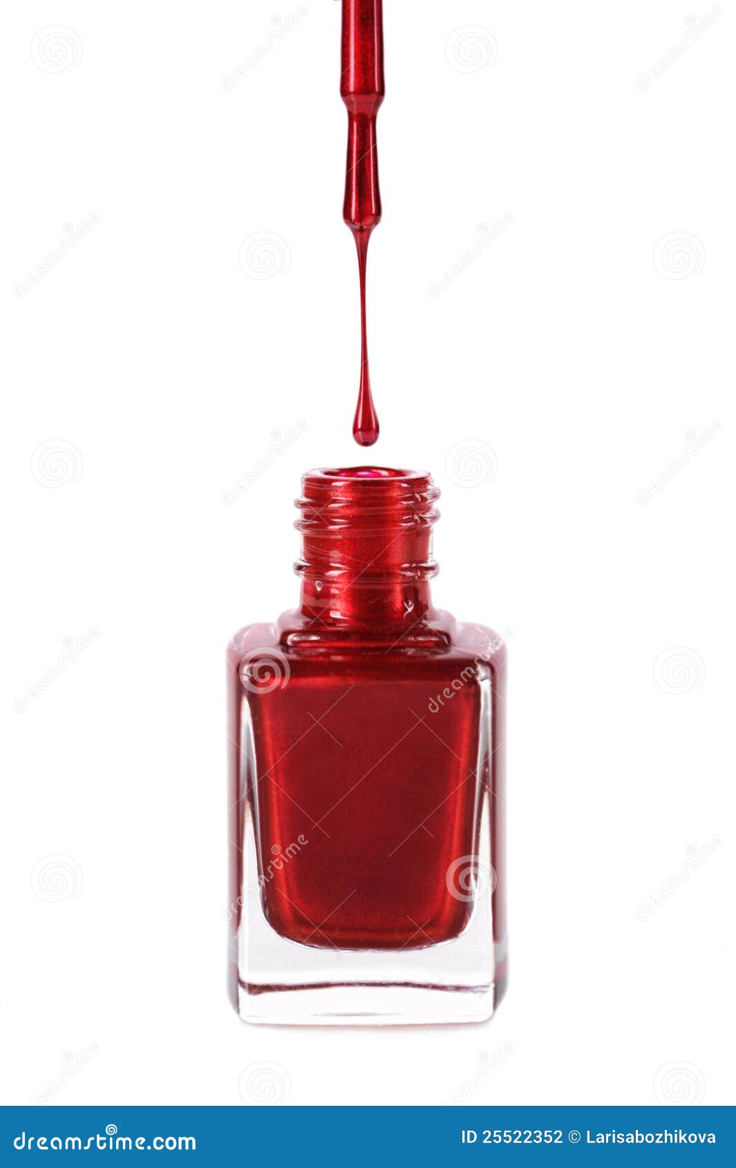 Bottle of red nail polish stock photo. Image of brush 25522352