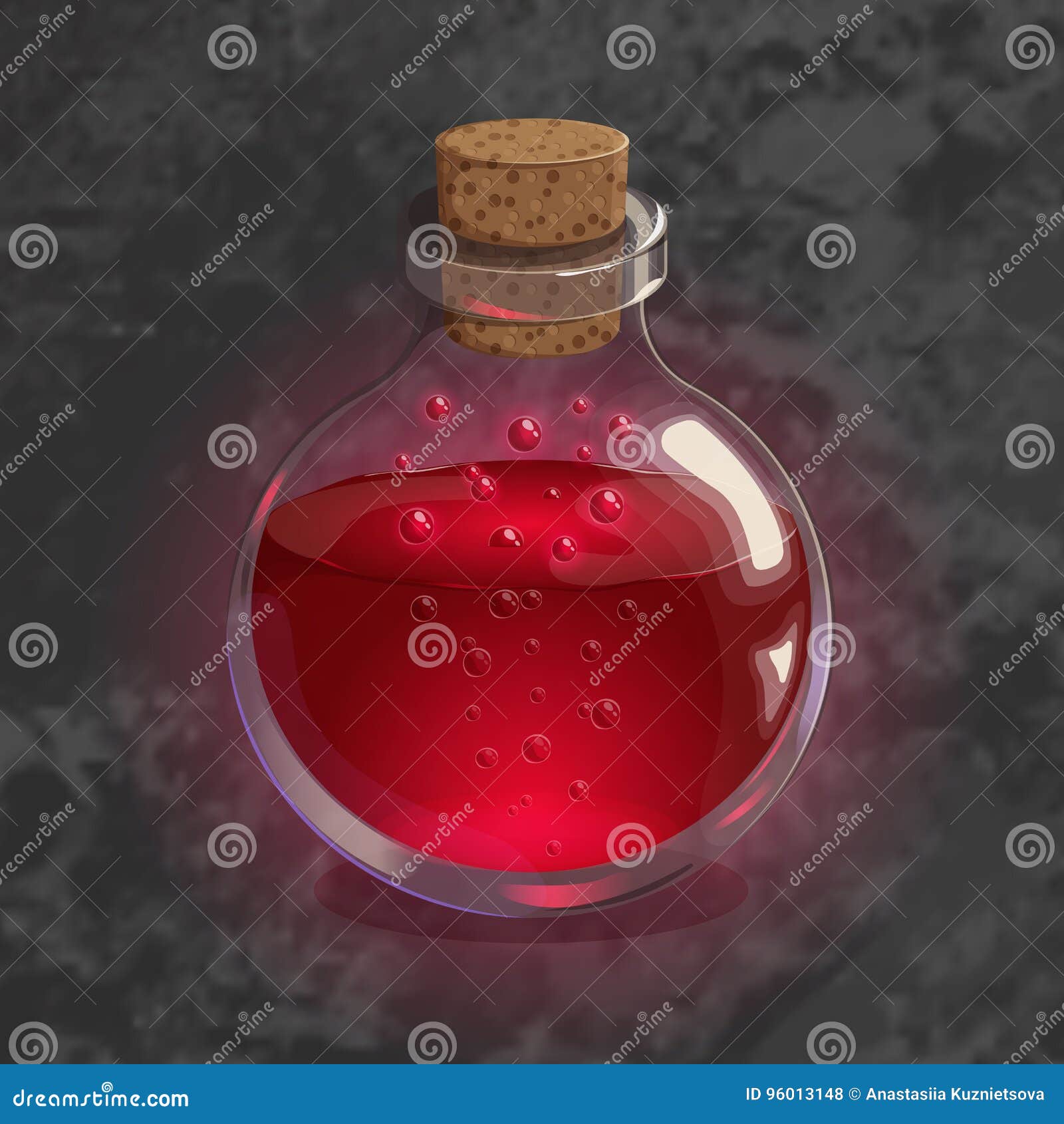 bottle with red potion. game icon of magic elixir. bright  for app user interface.