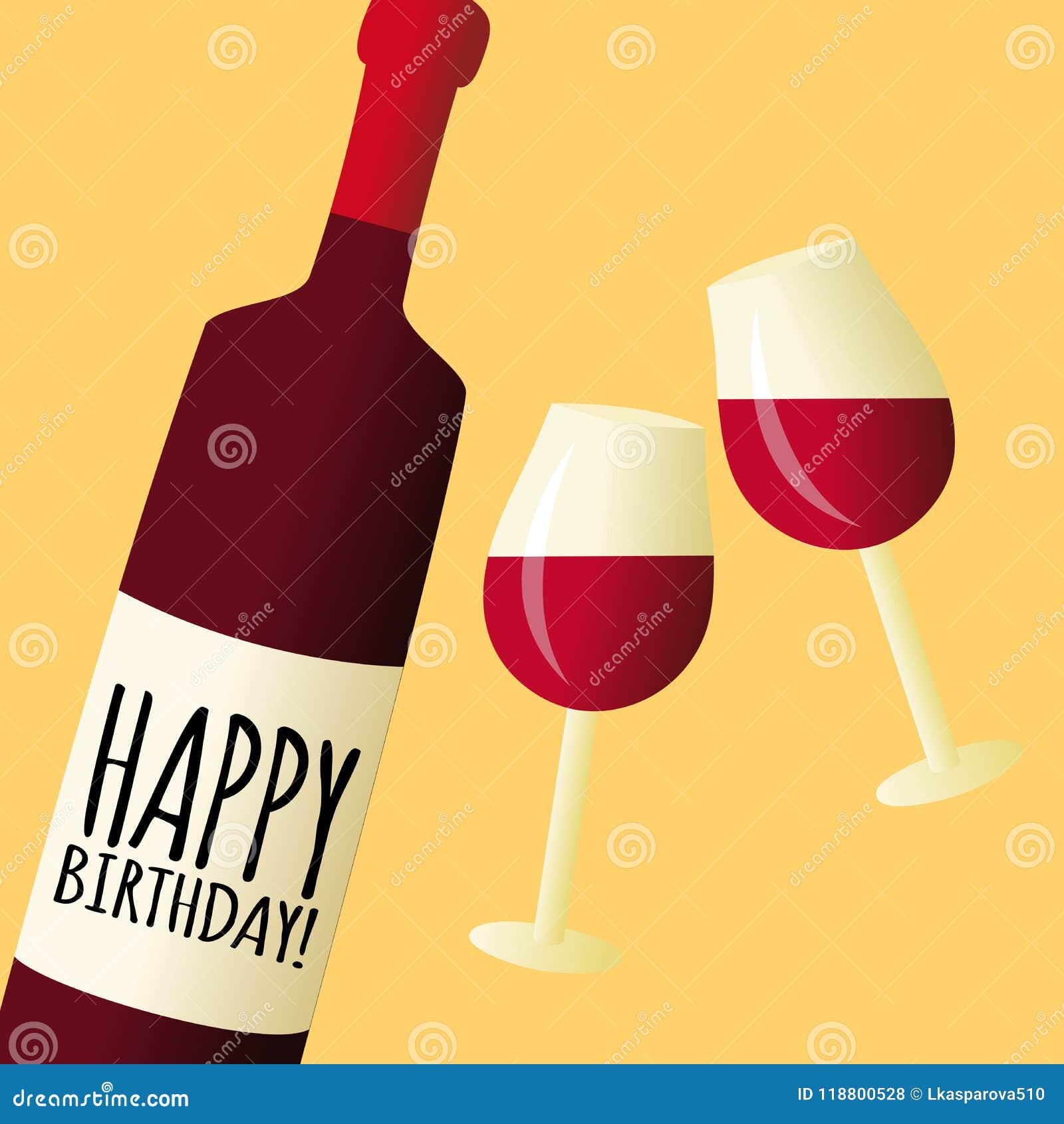 Download Bottle Of Wine With Glasses, Happy Birthday Vector ...