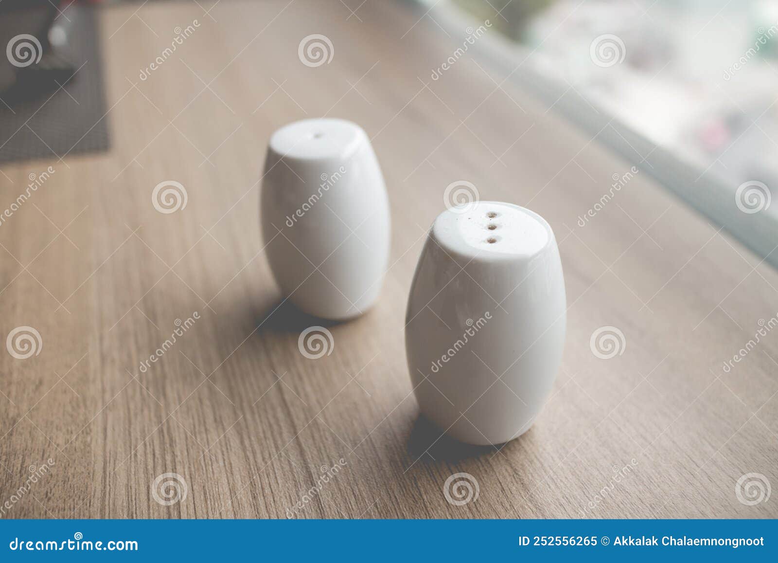 The Bottle of Salt and Pepper on Dining Table Stock Image Image of