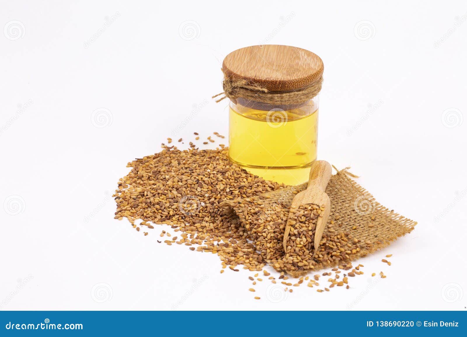Bottle of Sesame Oil and Sesame Seeds Isolated Stock Photo Image of