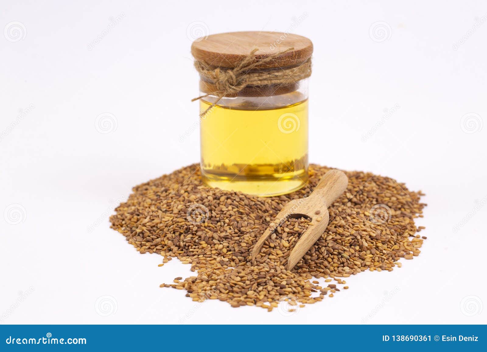 Bottle of Sesame Oil and Sesame Seeds Isolated Stock Image Image of