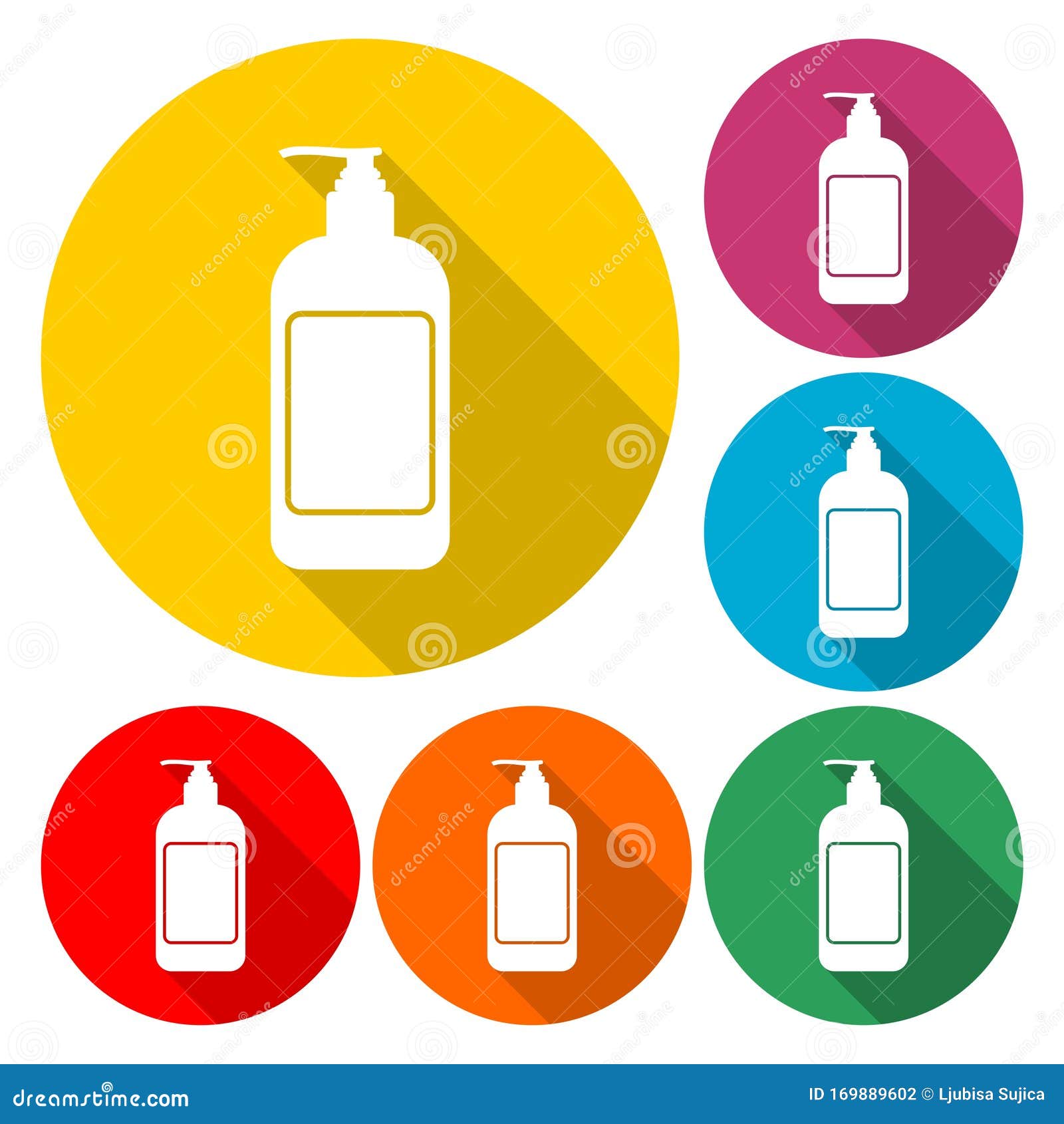 Bottle of Shampoo Icon Isolated with Long Shadow Stock Vector