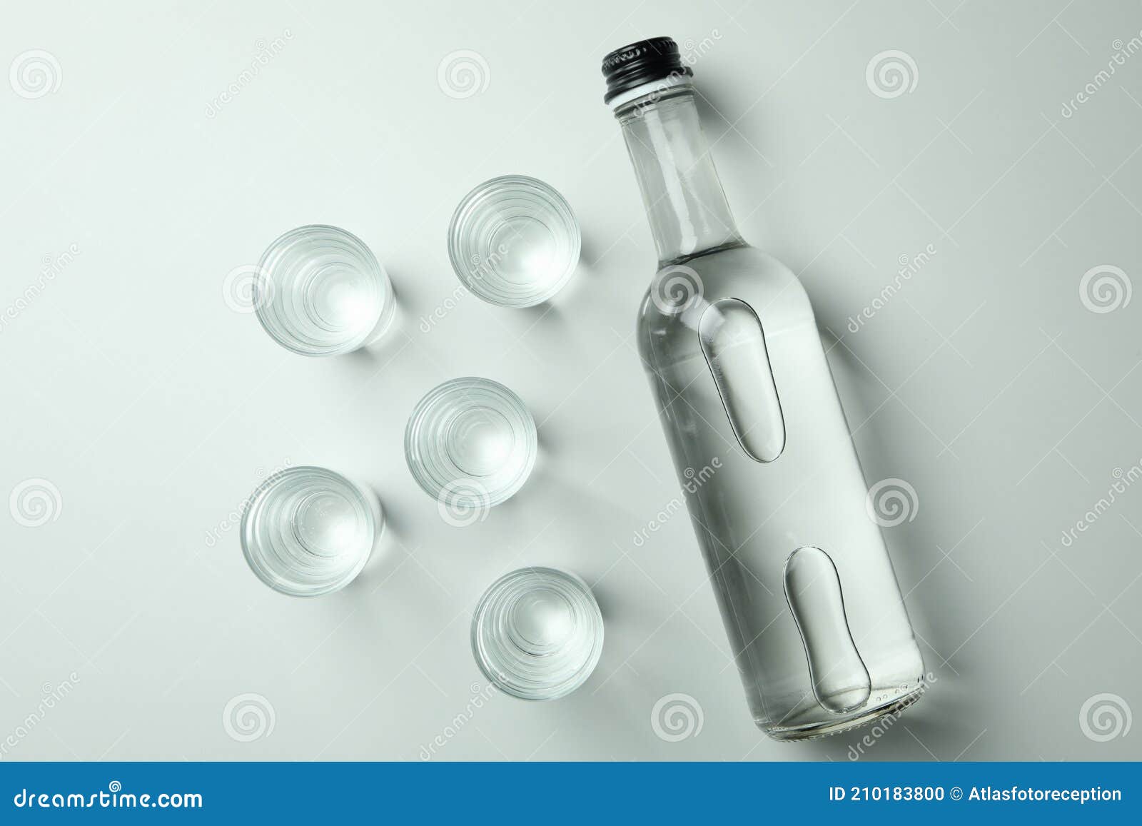 Bottle and Shots of Vodka on White Background Stock Photo Image of