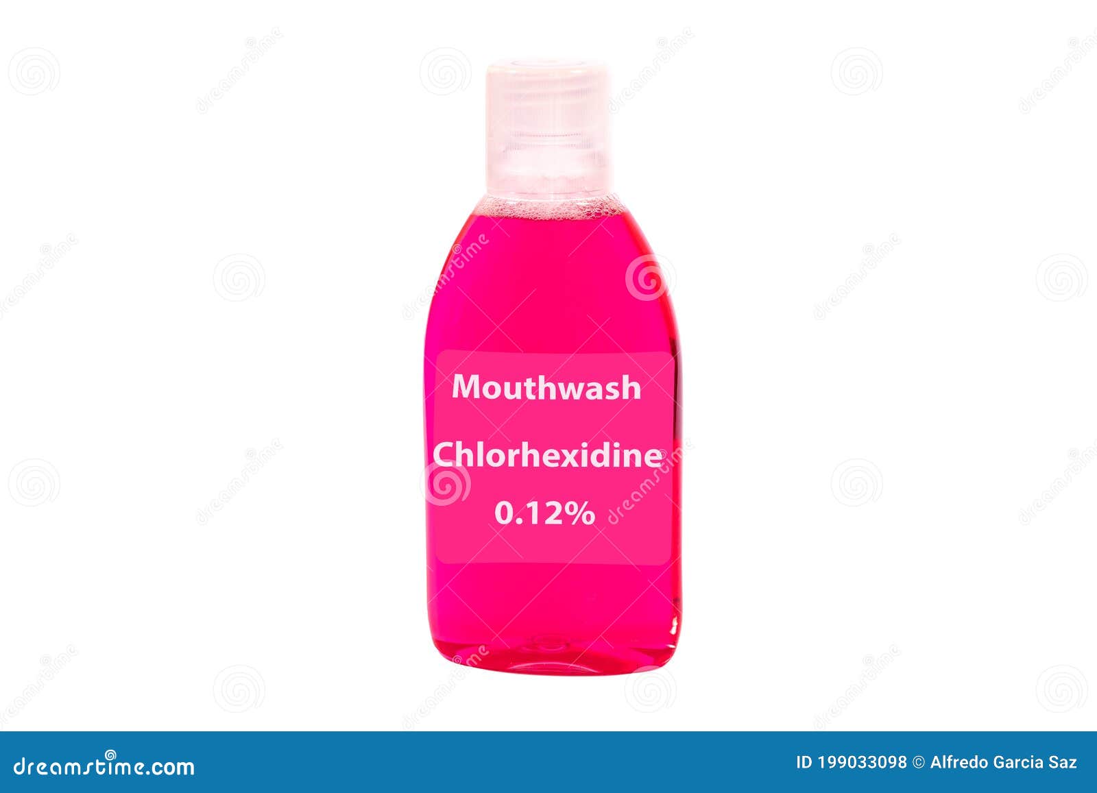Bottle with a Solution of 0.12 Chlorhexidine for Mouthwash Stock Photo