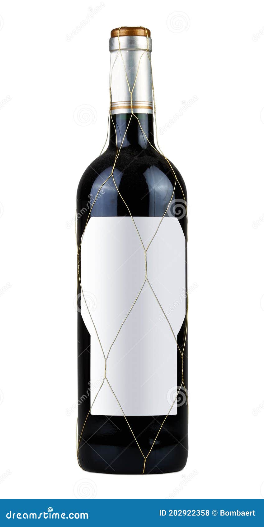 Bottle of Spanish Red Wine Isolated on White with Cliiping Path Stock