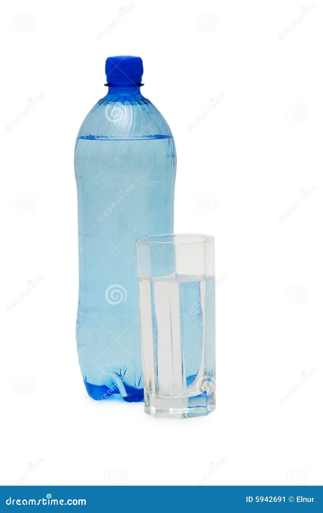Bottle of Water and Glass Isolated on the White Stock Image Image of
