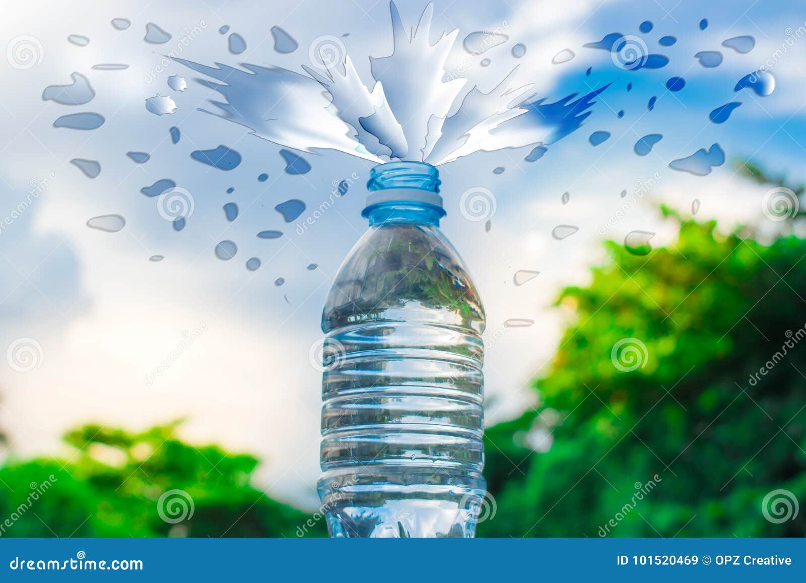 Bottle Water Made To Plastic on Sky and Tree Blurry   Wallpaper for Package or Product, Refreshing Image and Copy S Stock Image -  Image of liquid, hand: 101520469