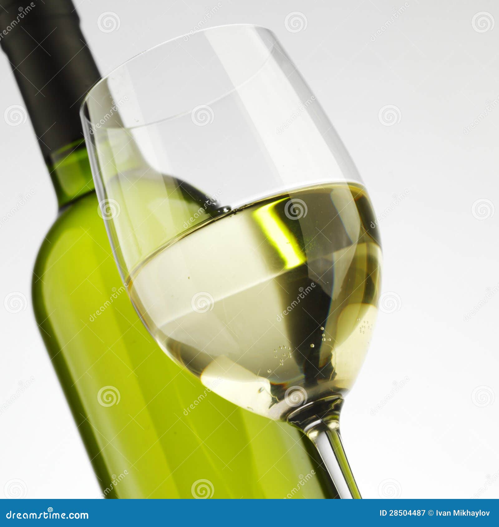 Bottle with White Wine and Glass Stock Image Image of black, drink
