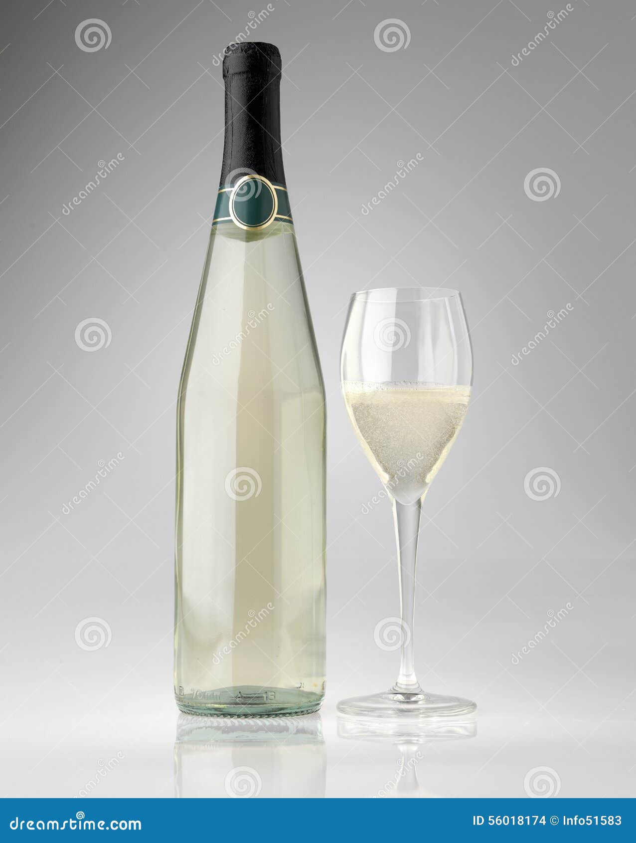 Bottle of White Wine with Glass Stock Photo Image of drinkware, gray