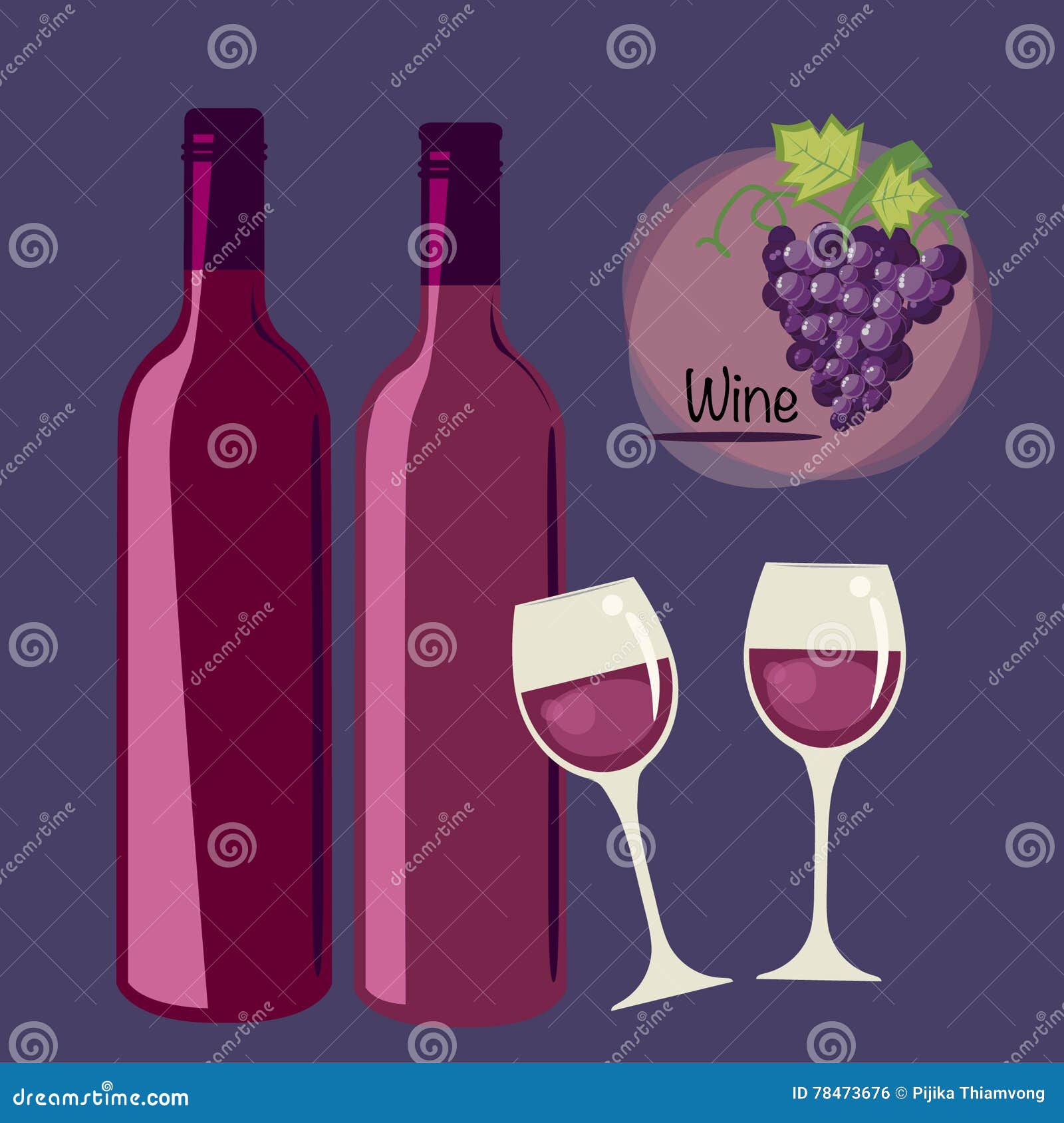 Bottle of Wine with a Glass Stock Vector - Illustration of collection ...