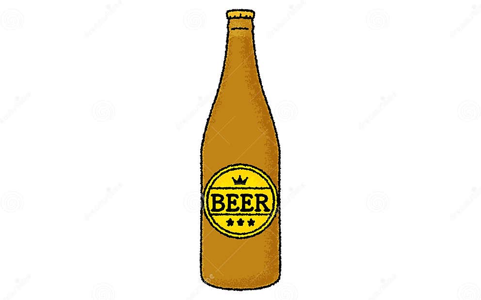 Bottled Beer with a Handdrawn, Analog Touch Stock Illustration
