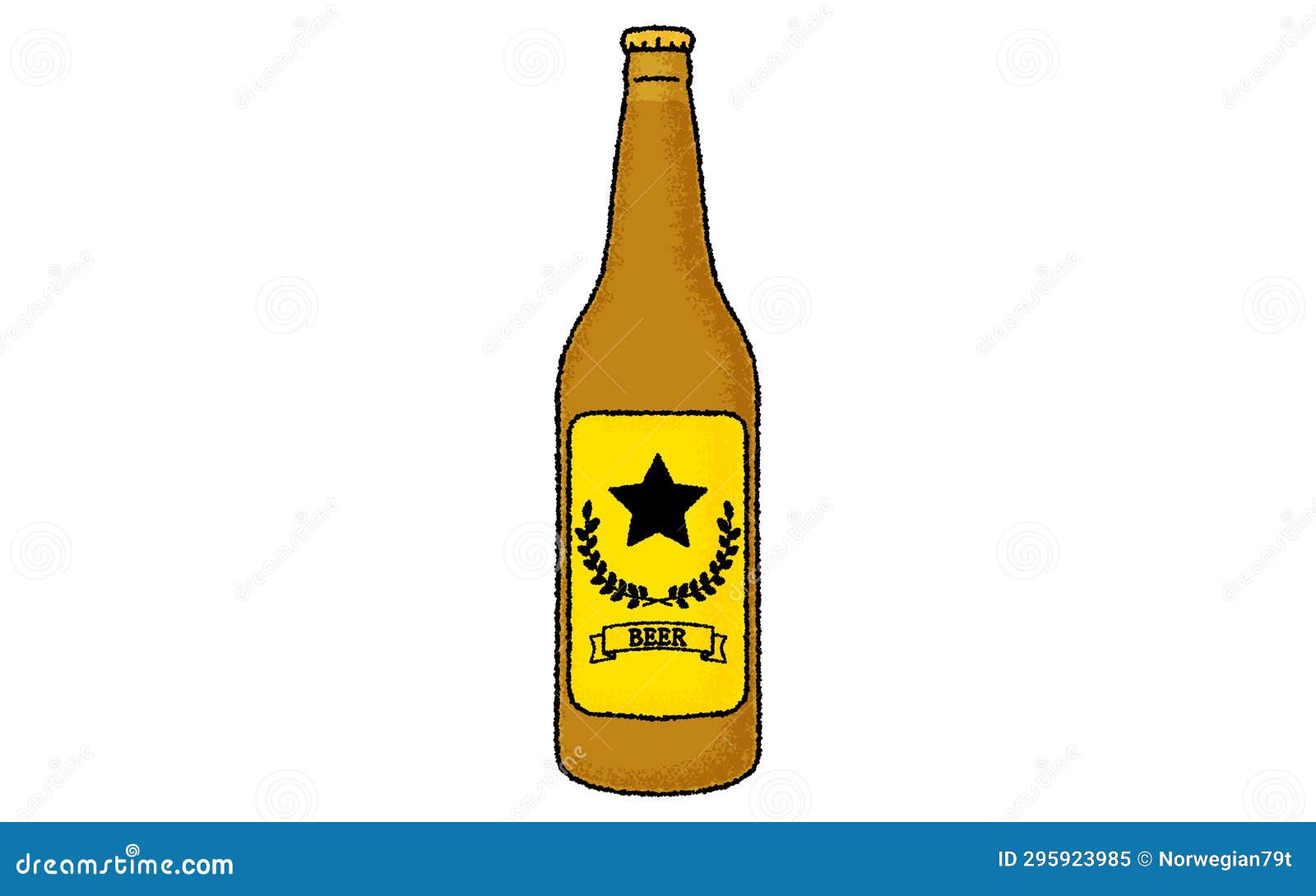 Bottled Beer with a Handdrawn, Analog Touch Stock Vector