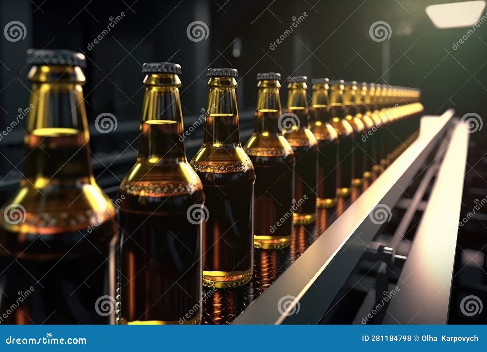 Bottled Beer Production, Finished Beer on the Production Line