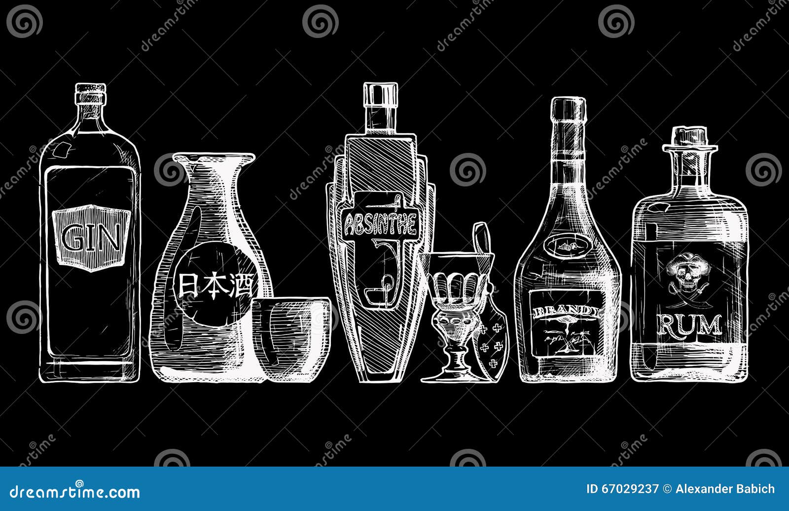 bottles of alcohol. distilled beverage