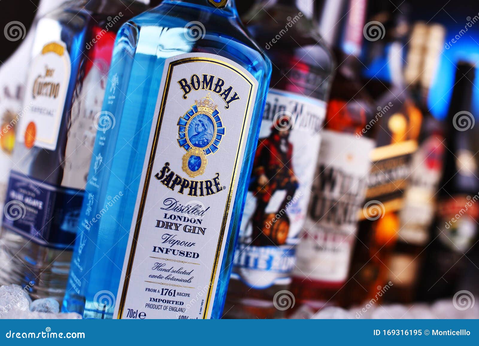 Bottles of Assorted Global Liquor Brands Editorial Image Image of
