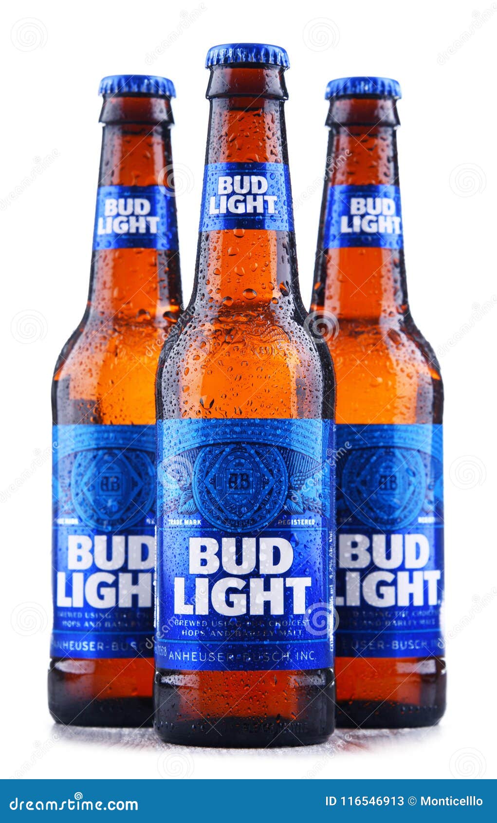 Bottles of Bud Light beer editorial stock photo. Image of