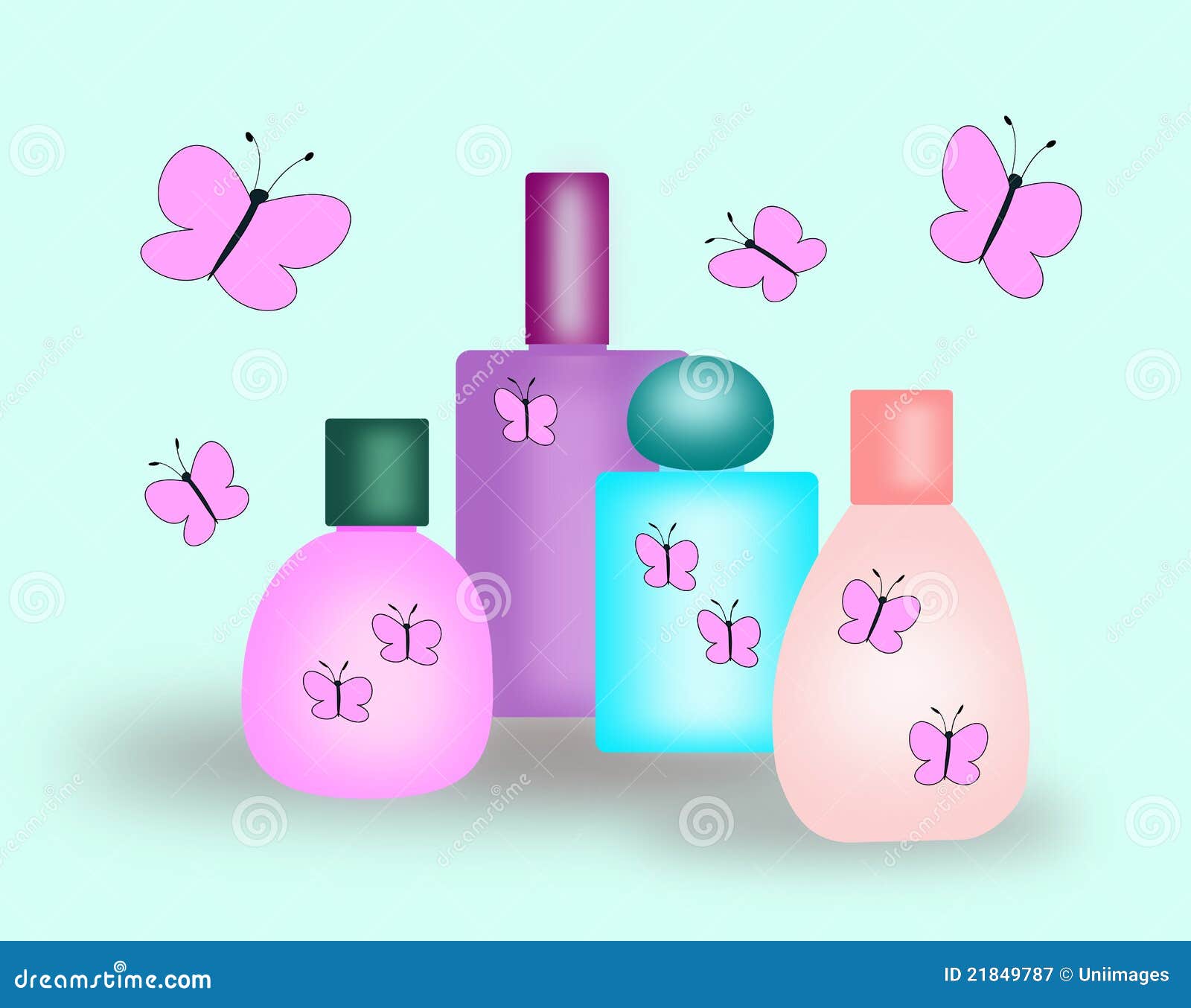 Bottles and Butterflies stock illustration. Illustration of insect