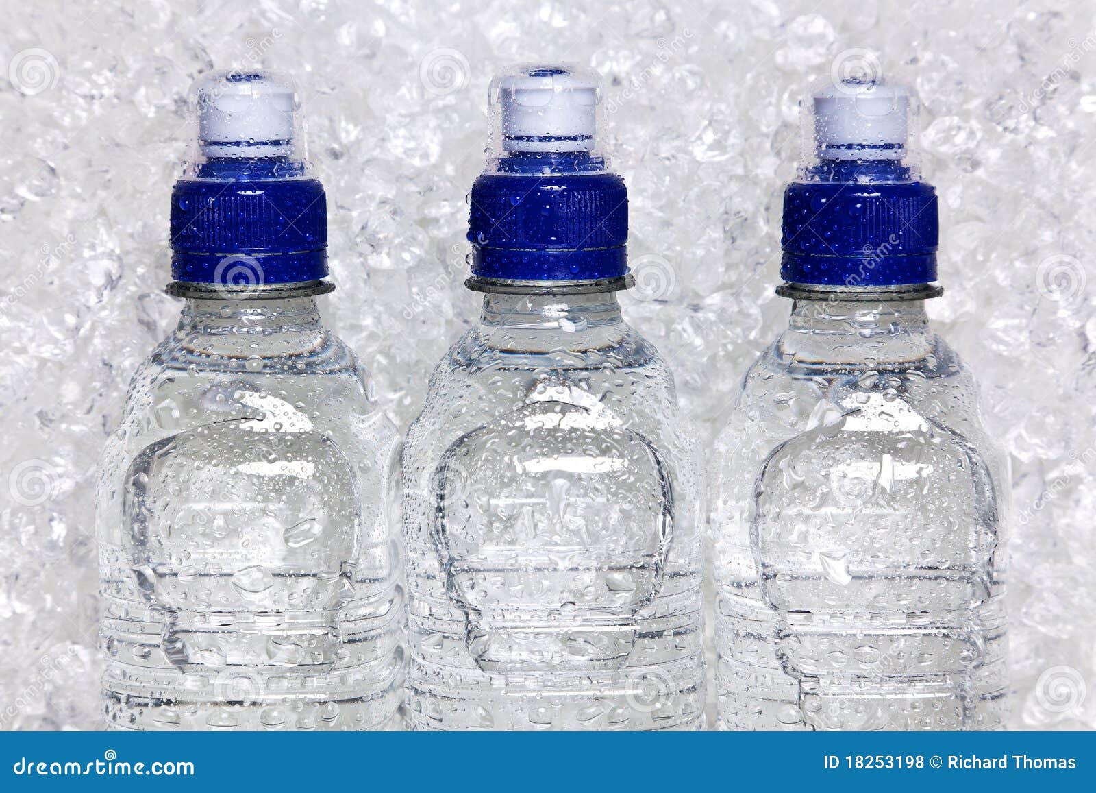 Bottles of Cold Mineral Water on Crushed Ice Stock Photo Image of