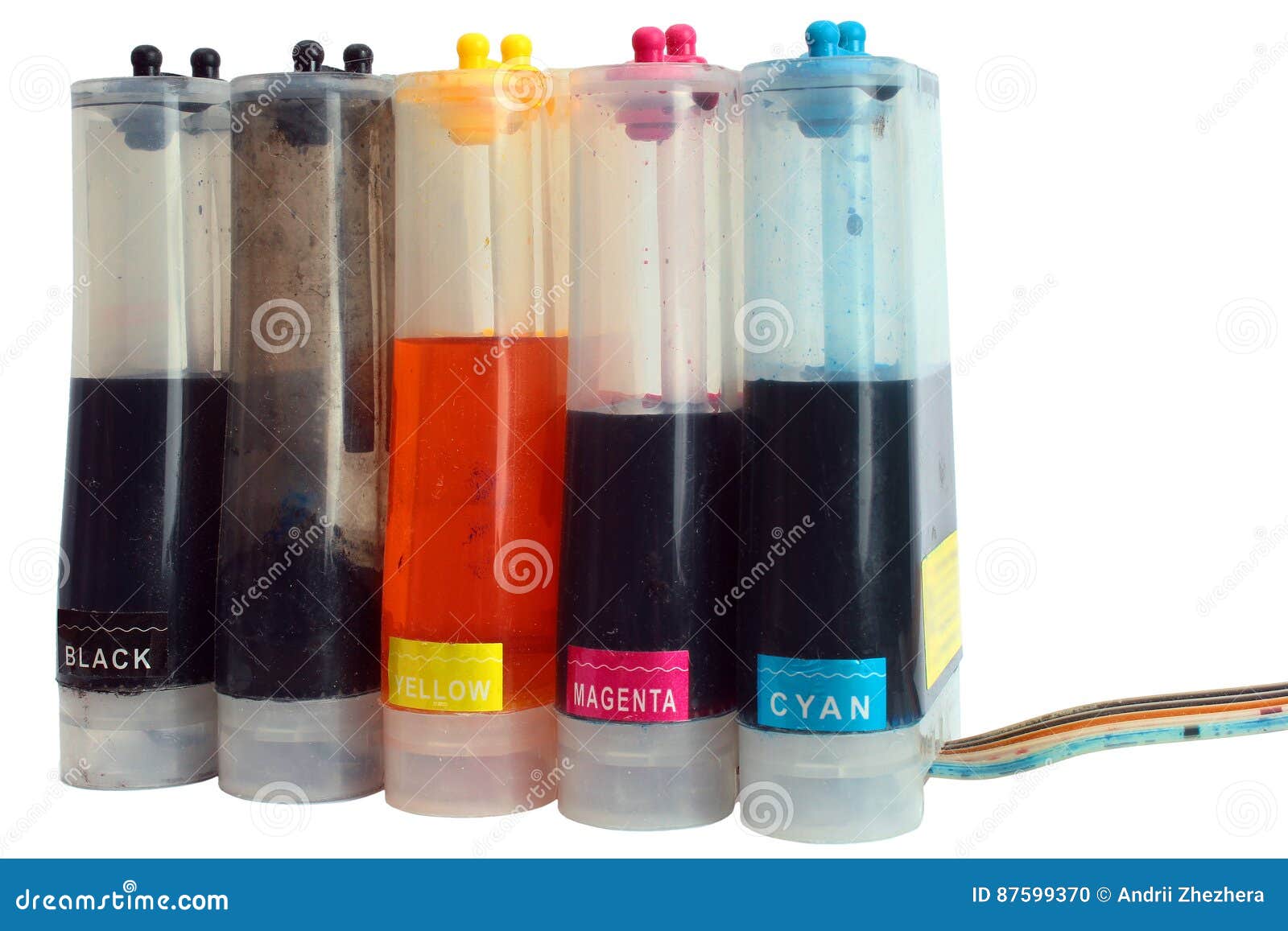 Bottles Of Continuous Ink Supply System For A Retrofit Inkjet Printer