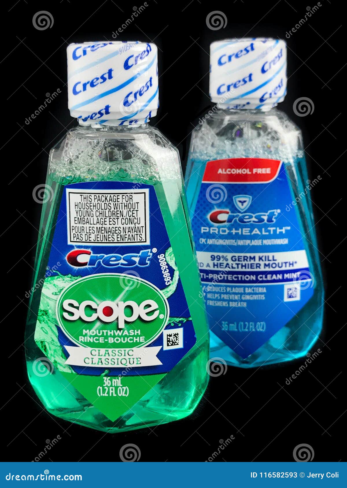 Bottles of Crest Mouthwash editorial stock photo. Image of bottles