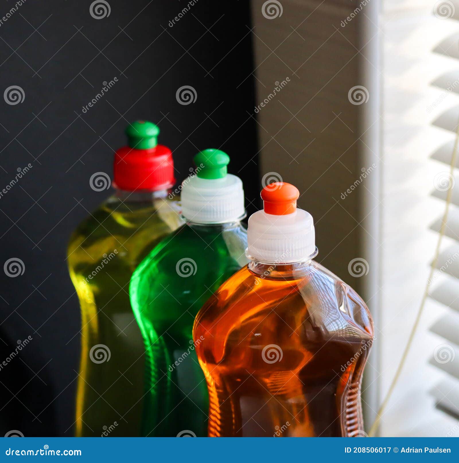 3 Bottles of Dishwashing Liquid Stock Image Image of bottles, water