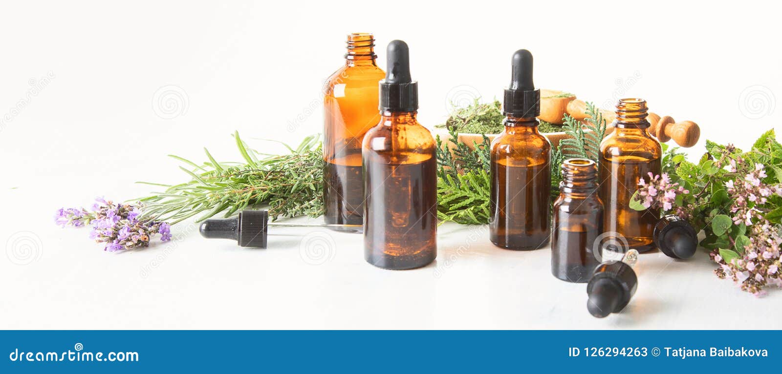 Bottles of essential oils stock image. Image of lavender 126294263