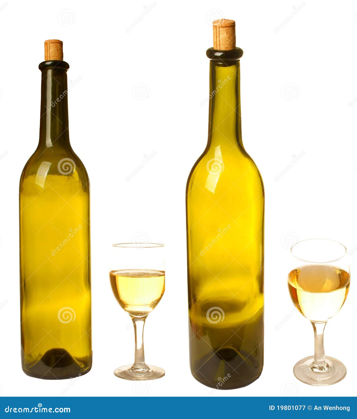 Bottles and Glass of White Wine Stock Illustration Illustration of