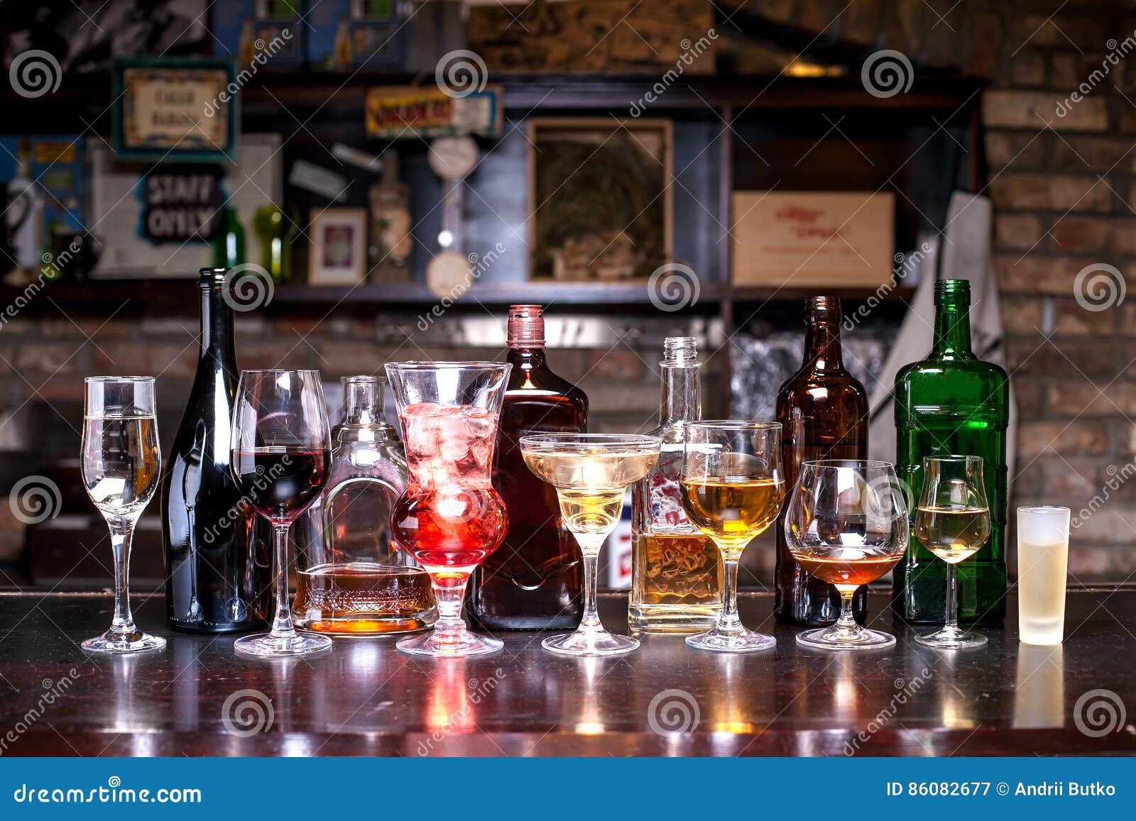 Bottles, Glasses with Alcohol Stock Image Image of isolated, beverage