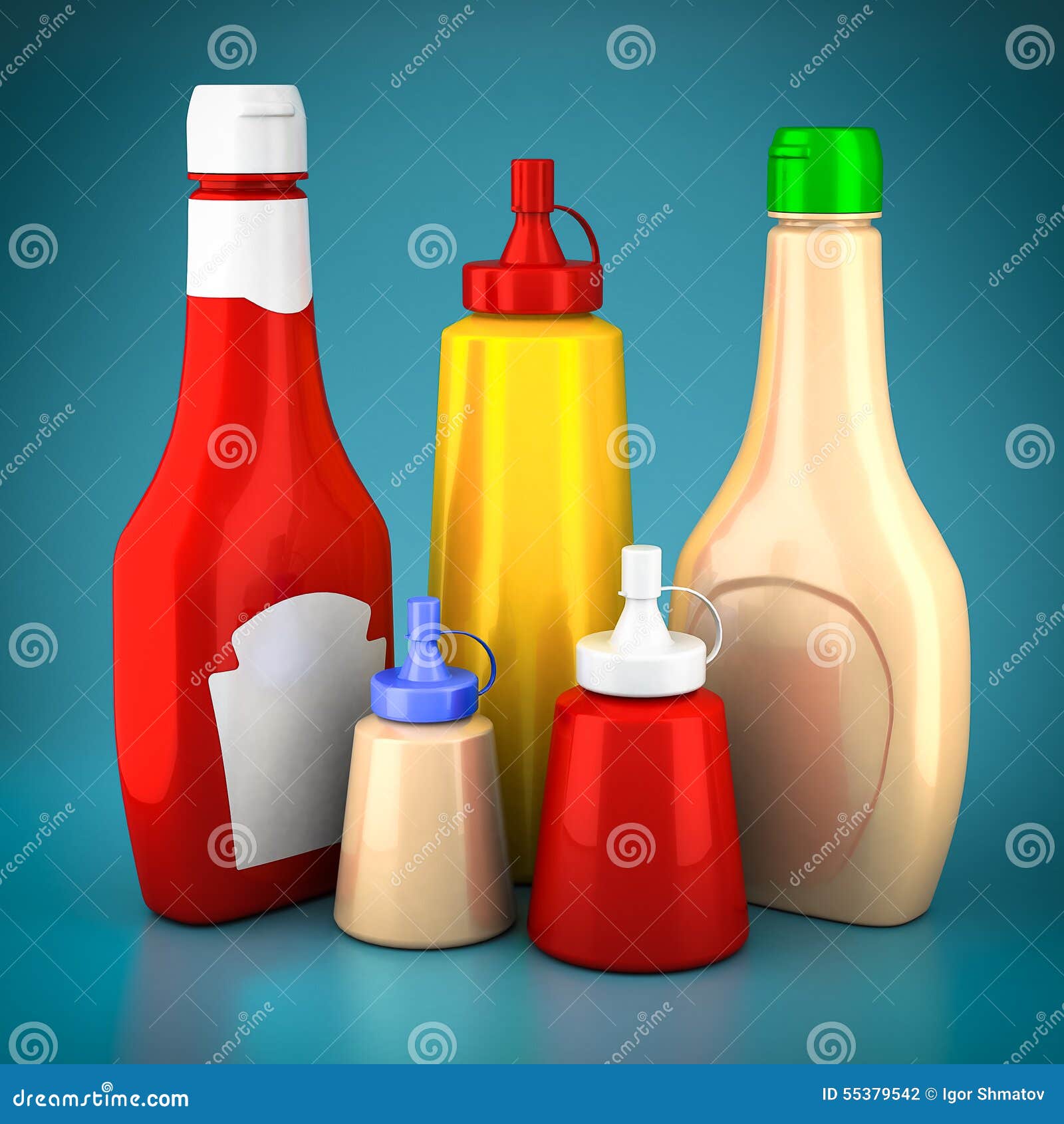Bottles of Ketchup, Mustard and Mayonnaise Stock Illustration Illustration of three, condiment