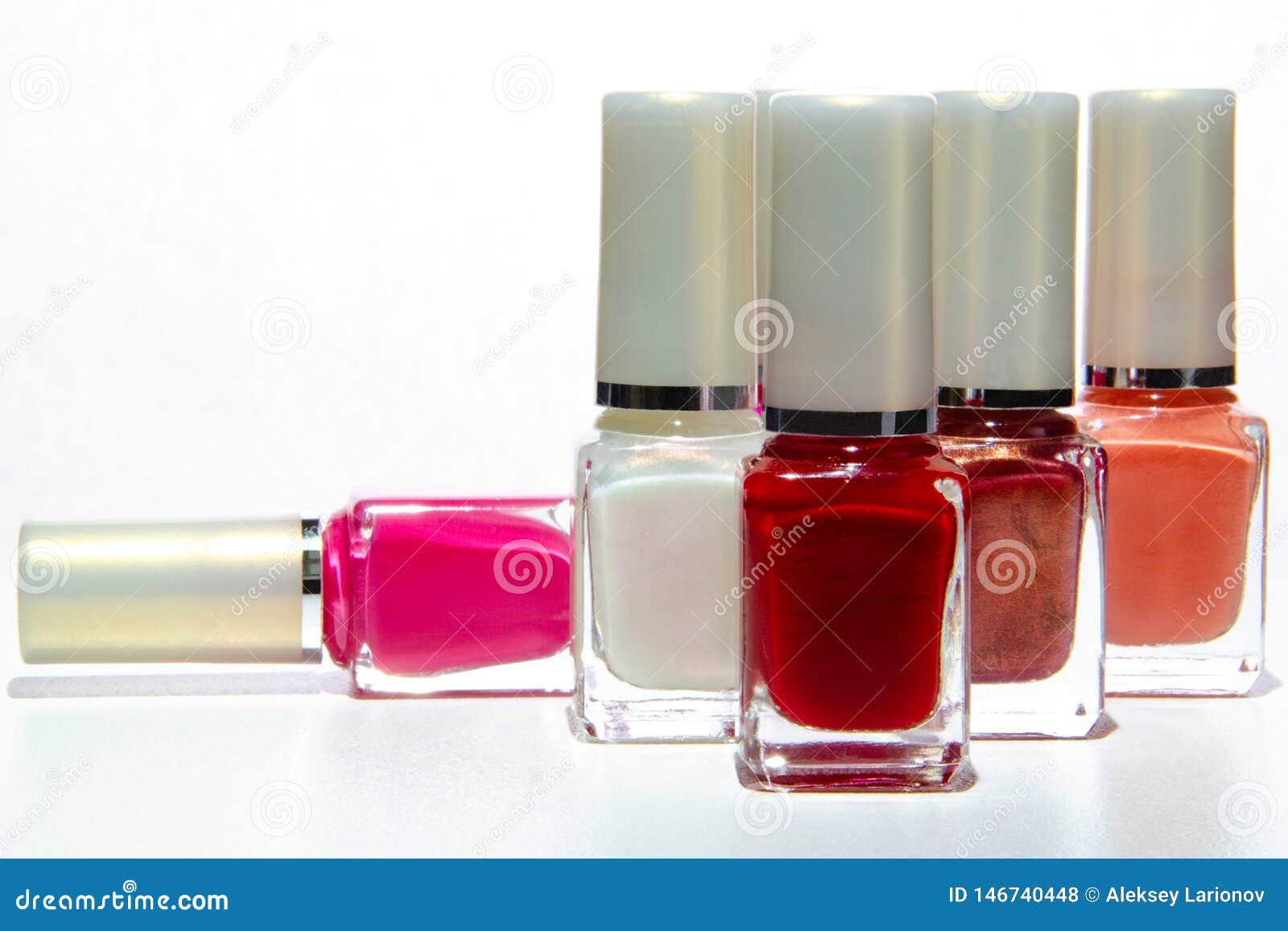 Bottles With Nail Polish On A White Surface Stock Photo Image of
