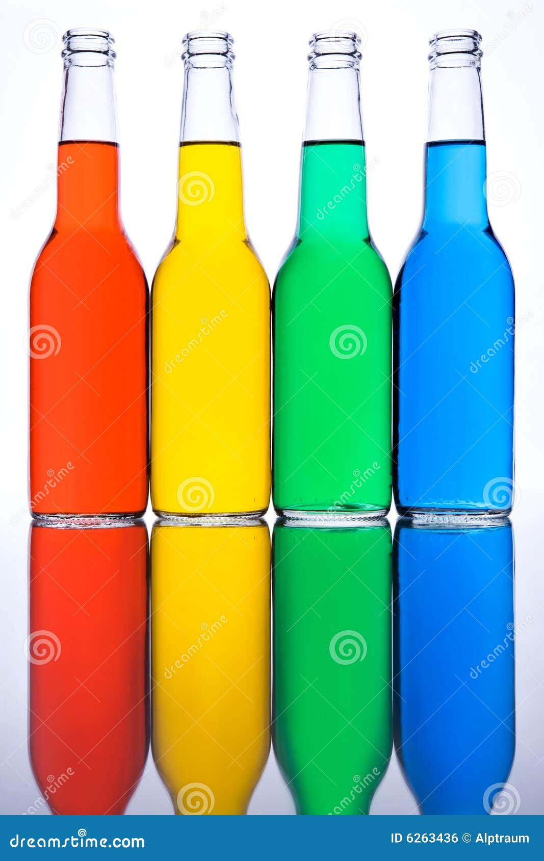 Bottles Red Yellow Green Blue Stock Photo Image Of Water Four 6263436